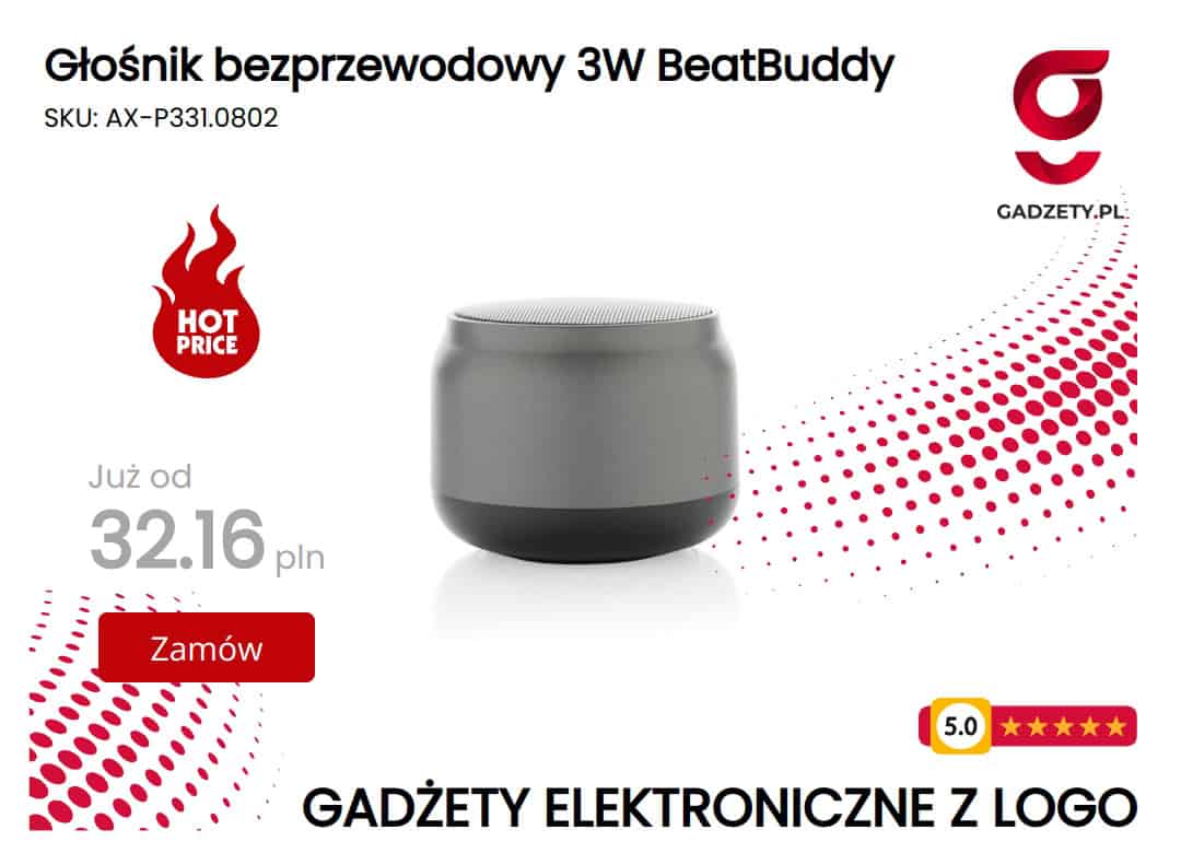 Głośnik bezprzewodowy 3W BeatBuddy Głośnik bezprzewodowy 3W BeatBuddy