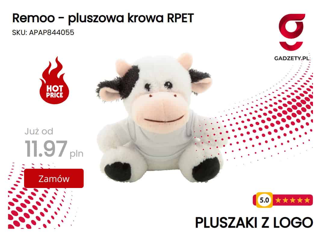 Remoo - pluszowa krowa RPET Pluszowa krowa Remoo wykonana z RPET