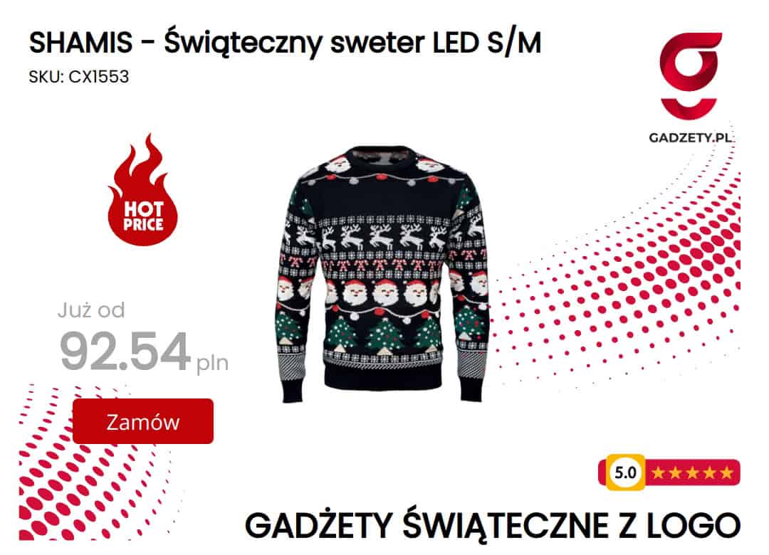 SHAMIS - Świąteczny sweter LED S/M Świąteczny sweter LED marki SHAMIS w rozmiarze S/M
