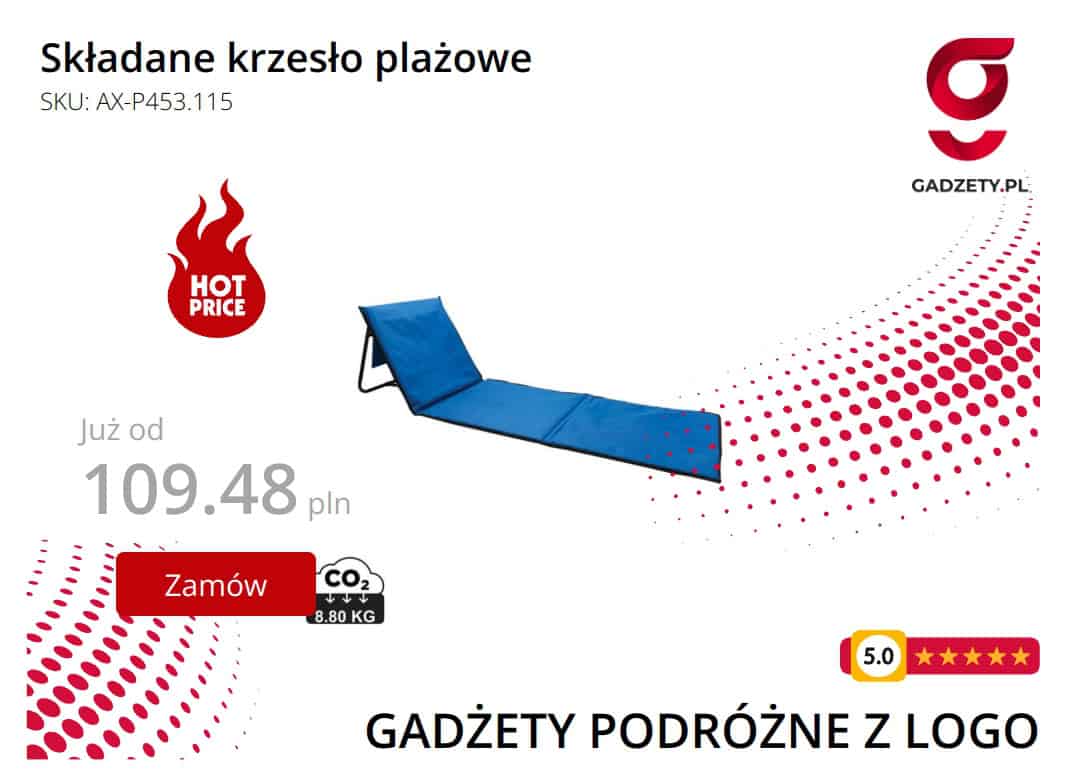Składane krzesło plażowe w kolorowe pasy idealne na plażę