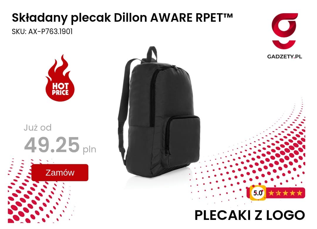 Składany plecak Dillon AWARE RPET™ Składany plecak Dillon wykonany z ekologicznego materiału RPET