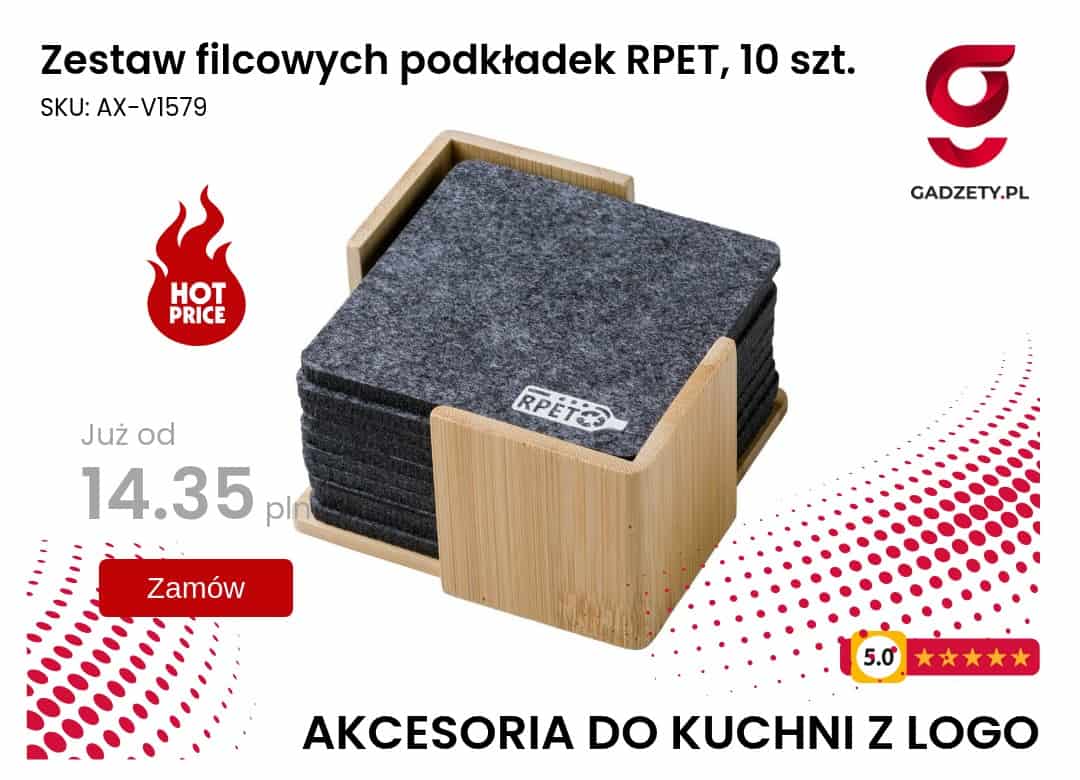 Zestaw filcowych podkładek RPET, 10 szt. Zestaw filcowych podkładek z RPET, 10 sztuk