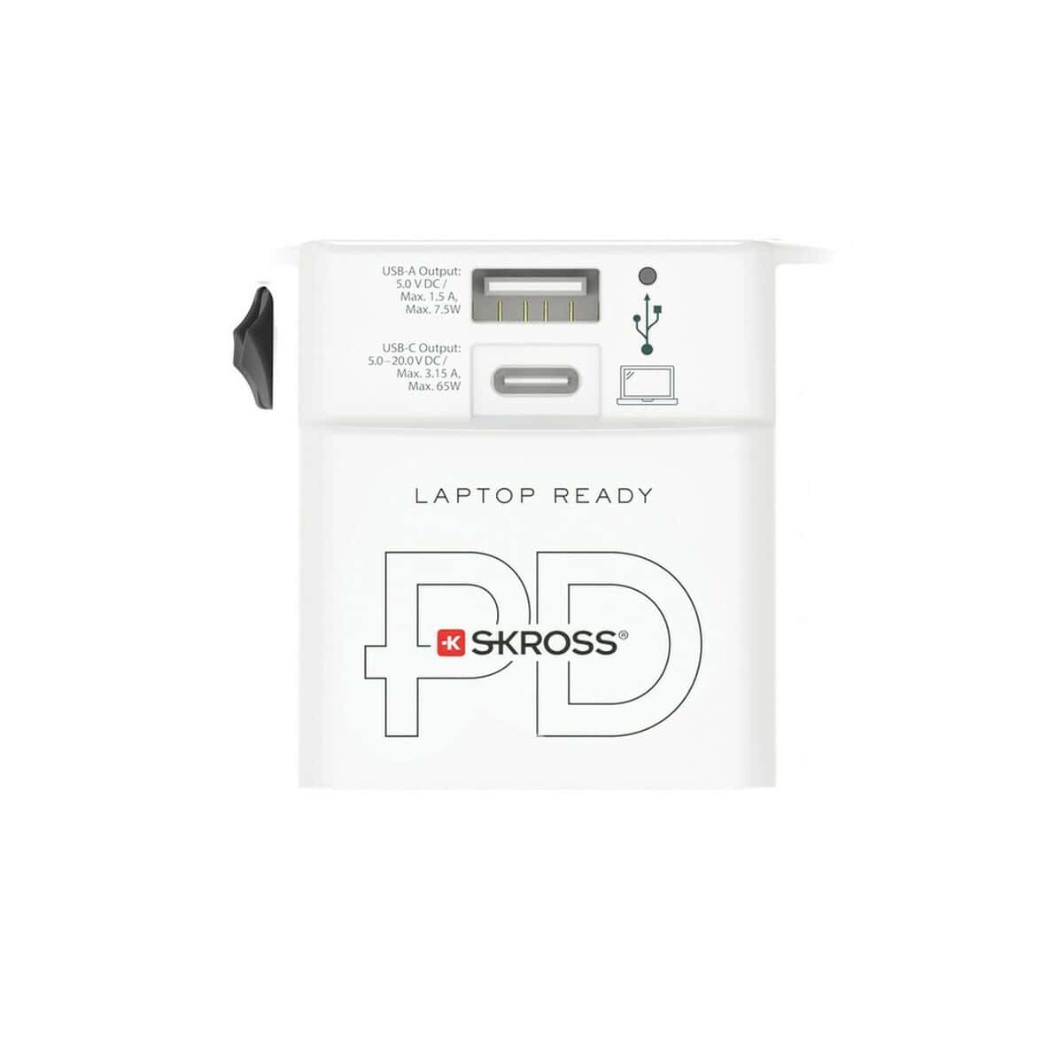 Adaptery podróżne z logo – adapter podróżny skross muv 65w VSK13-02_RB1.302976__B_3 Szybki ładowarka do laptopa z portami USB-C i USB-A, elegancki design, gadżety dla firm i biura.