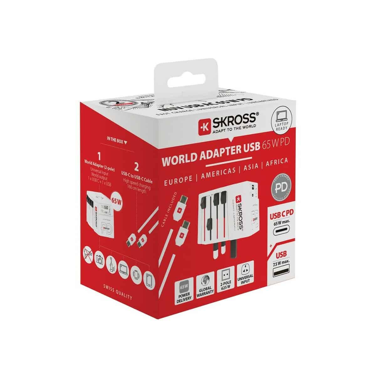 Adaptery podróżne z logo – adapter podróżny skross muv 65w VSK13-02_RB1.302976__P_500 Akcesoria do ładowania USB z adapterem świata Skross, idealne dla podróżnych.