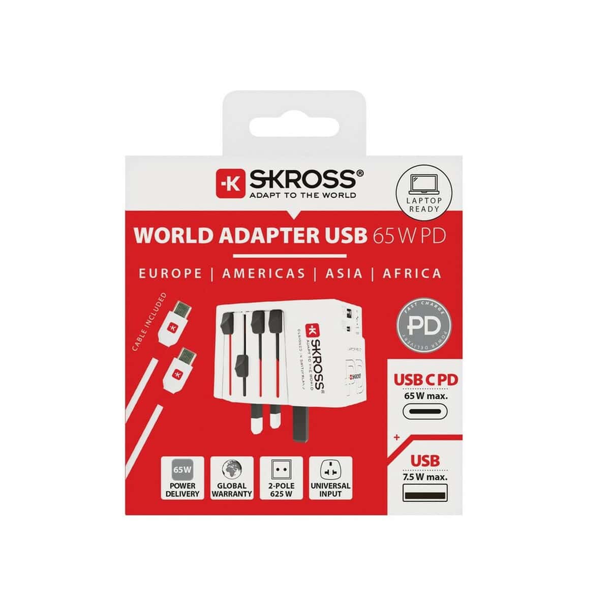 Adaptery podróżne z logo – adapter podróżny skross muv 65w VSK13-02_RB1.302976__P_501 Ładowarka USB światowa SKROSS, adapter podróżny do laptopów i urządzeń elektronicznych.
