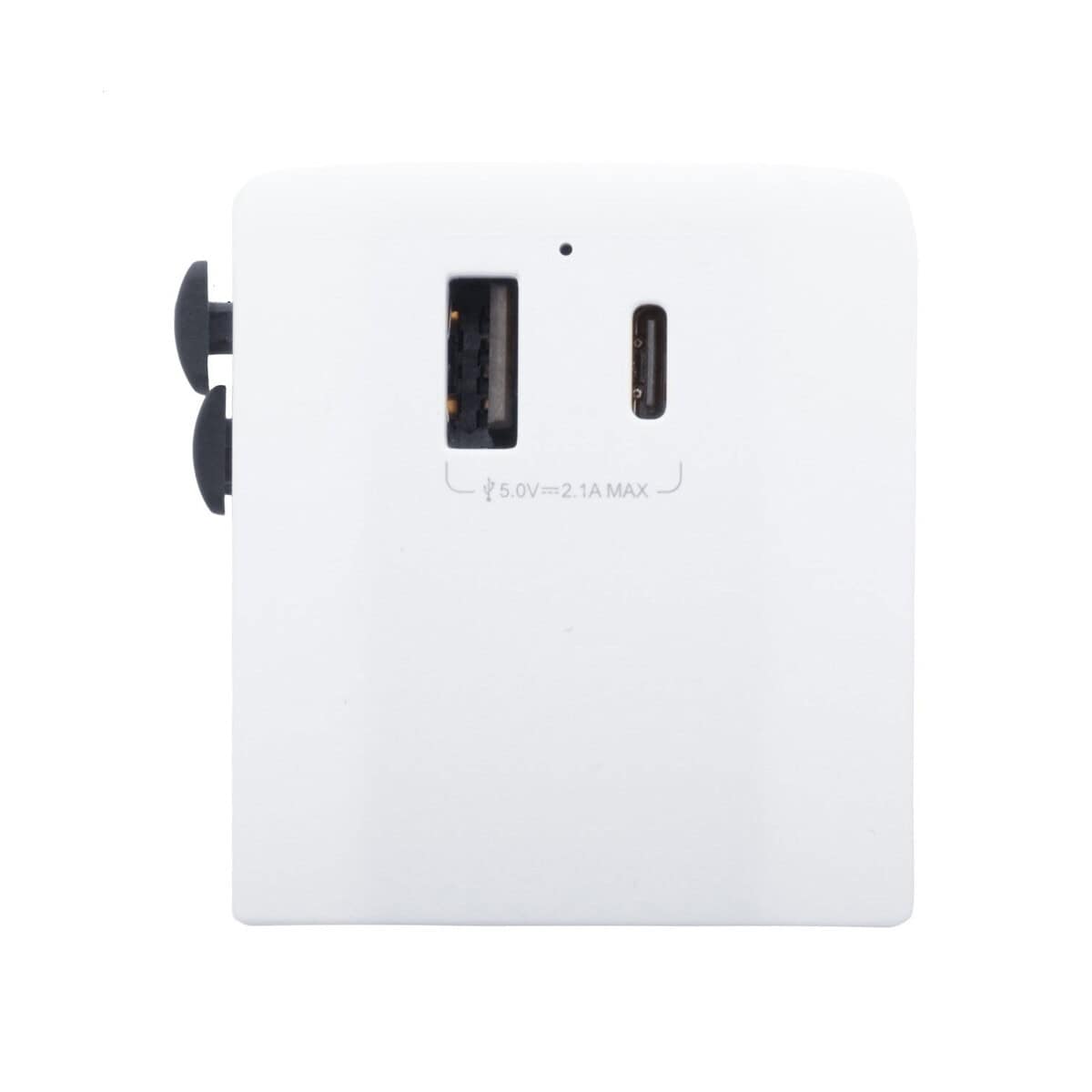 Adaptery podróżne z logo – jetsetter adapter podróżny / przejściówki AP864046-01__G 1. Gniazdo USB i USB-C do nadruku na gadżetach reklamowych z logo.