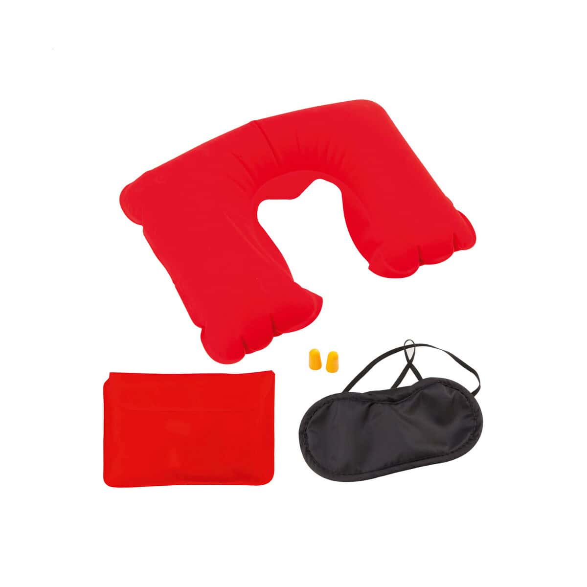 Adaptery podróżne z logo – skycap zestaw podróżny AP791976-05 Poduszka podróżna z wkładką na oczy i akcesoriami, idealna na długie podróże, gadżety reklamowe.