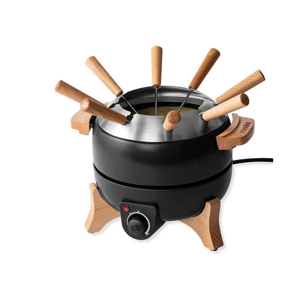 Akcesoria do kuchni z logo – elektryczny zestaw do founde 2,3l boska VSB17-03_RB853570__B_2 Czajnik elektryczny z drewnianymi wkładkami na patyczki do fondue.