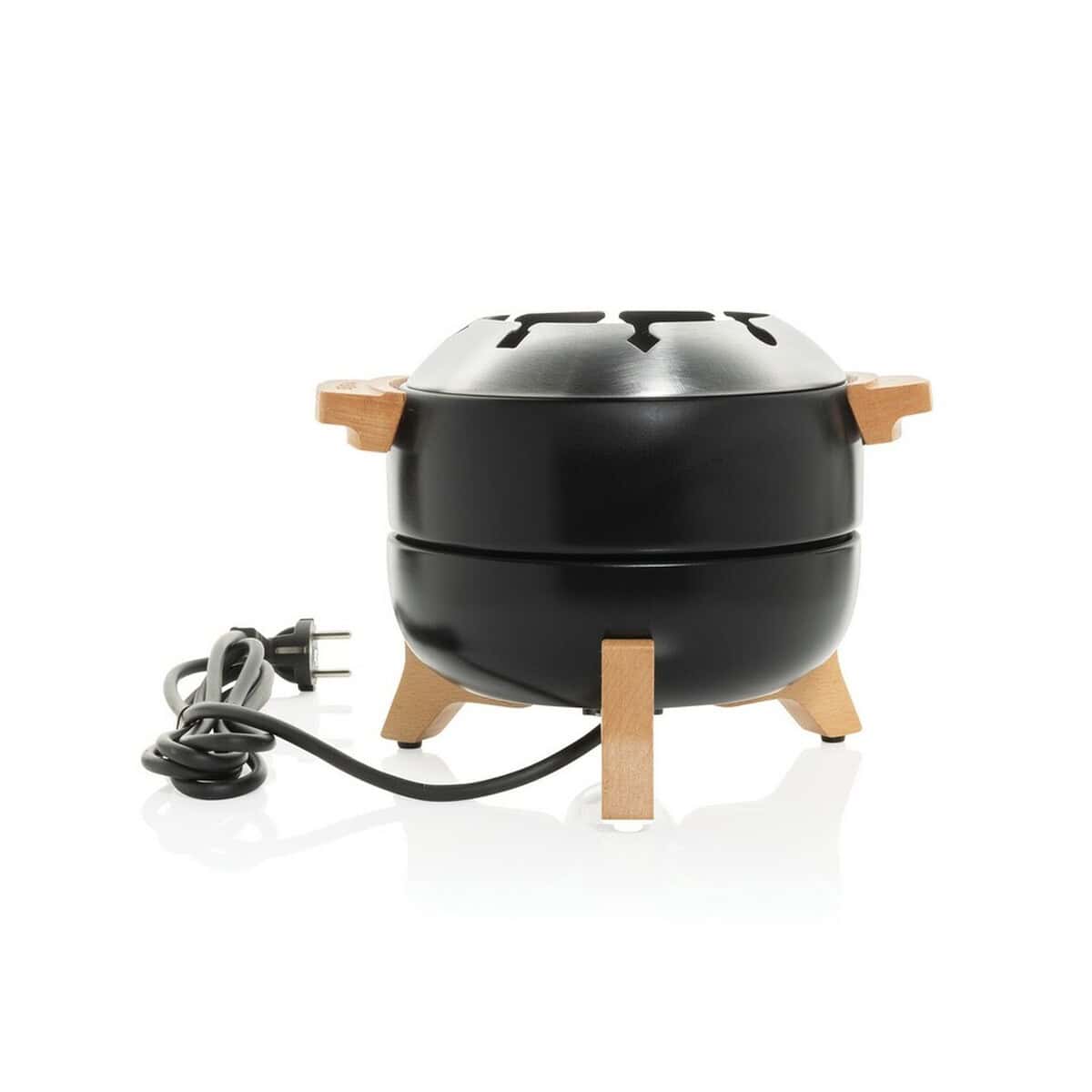 Akcesoria do kuchni z logo – elektryczny zestaw do founde 2,3l boska VSB17-03_RB853570__B_4 Drewniana podgrzewacz do potraw, czarna ceramiczna misa z pokrywką, elegancki gadżet kuchenny, prezent na imprezy i uroczystości.