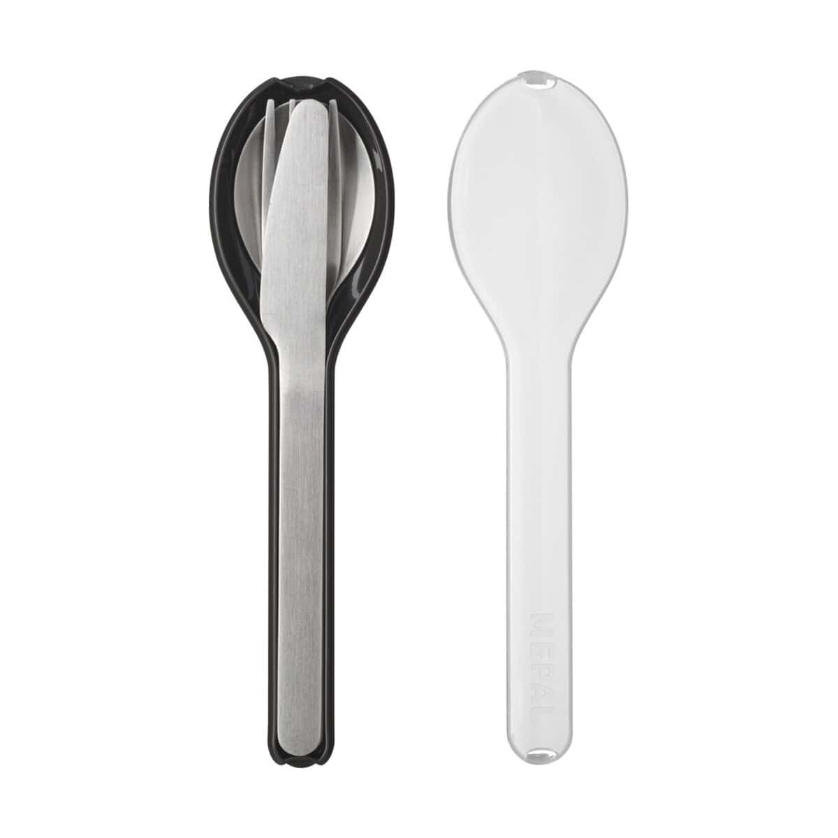 Akcesoria do kuchni z logo – mepal ellipse zestaw sztućców 13042490 Stalowa łyżeczka do cukru z zestawu z etui, elegancki gadżet kuchenny.