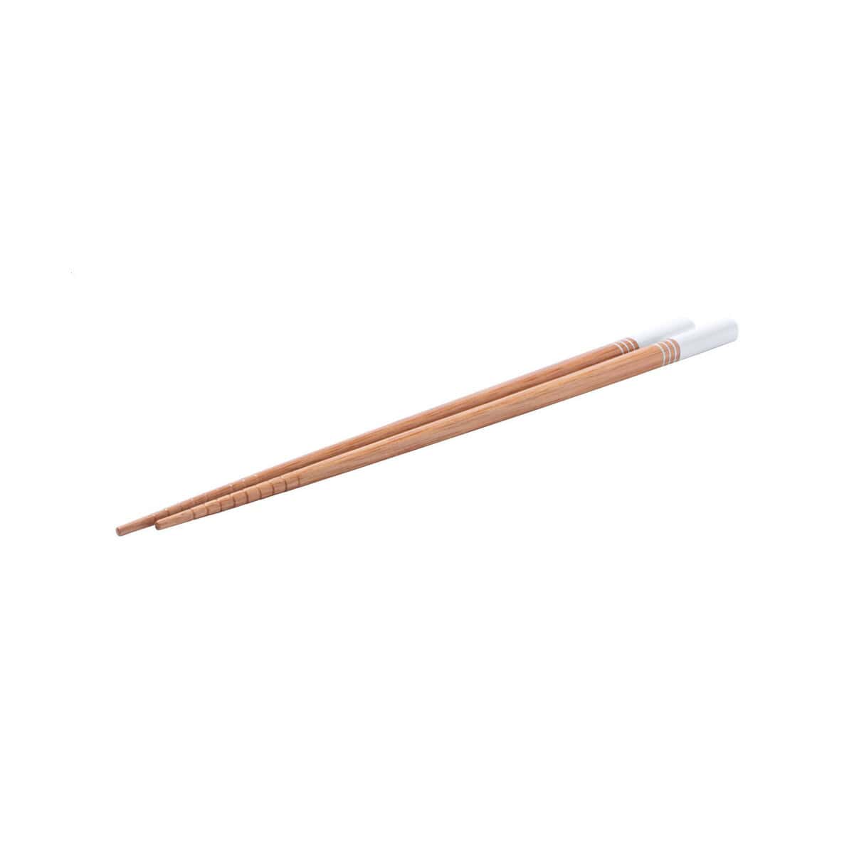 Akcesoria do kuchni z logo – temaki pałeczki AP781251-01 1. drewniane pałeczki do sushi z białymi końcówkami, ekologiczne gadżety kuchenne.