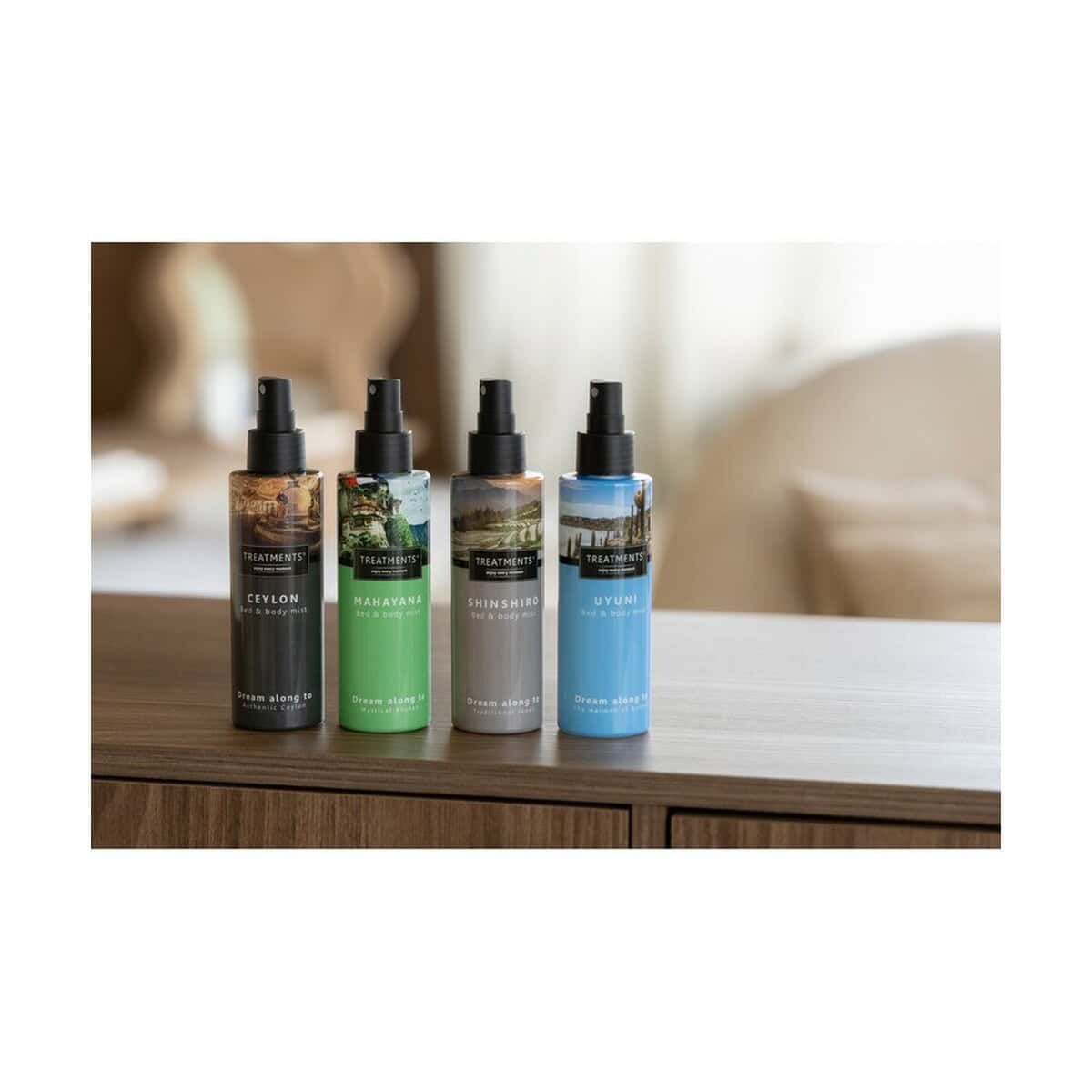 Akcesoria do łazienki z logo – zestaw kosmetyków body & fragnance mailbox treatments VTR01-06_ATM03 Butelki z perfumami lub sprayami z motywami krajobrazów, produkty reklamowe, gadżety z unikalnym designem.