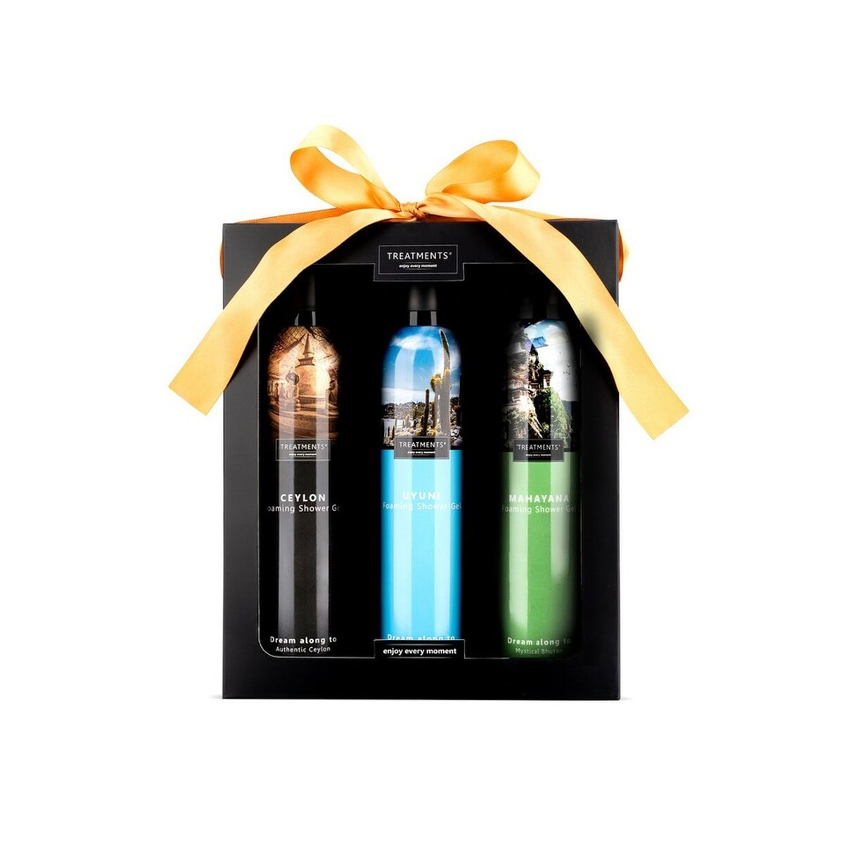 Akcesoria do łazienki z logo – zestaw kosmetyków foaming extravagance treatments VTR08-99_AAA01 Ceylon, yuni, mahayana, zestaw żelów pod prysznic, gadżety, prezenty, upominki, eleganckie opakowanie, idealny prezent, kosmetyki, aromatyczne zapachy.