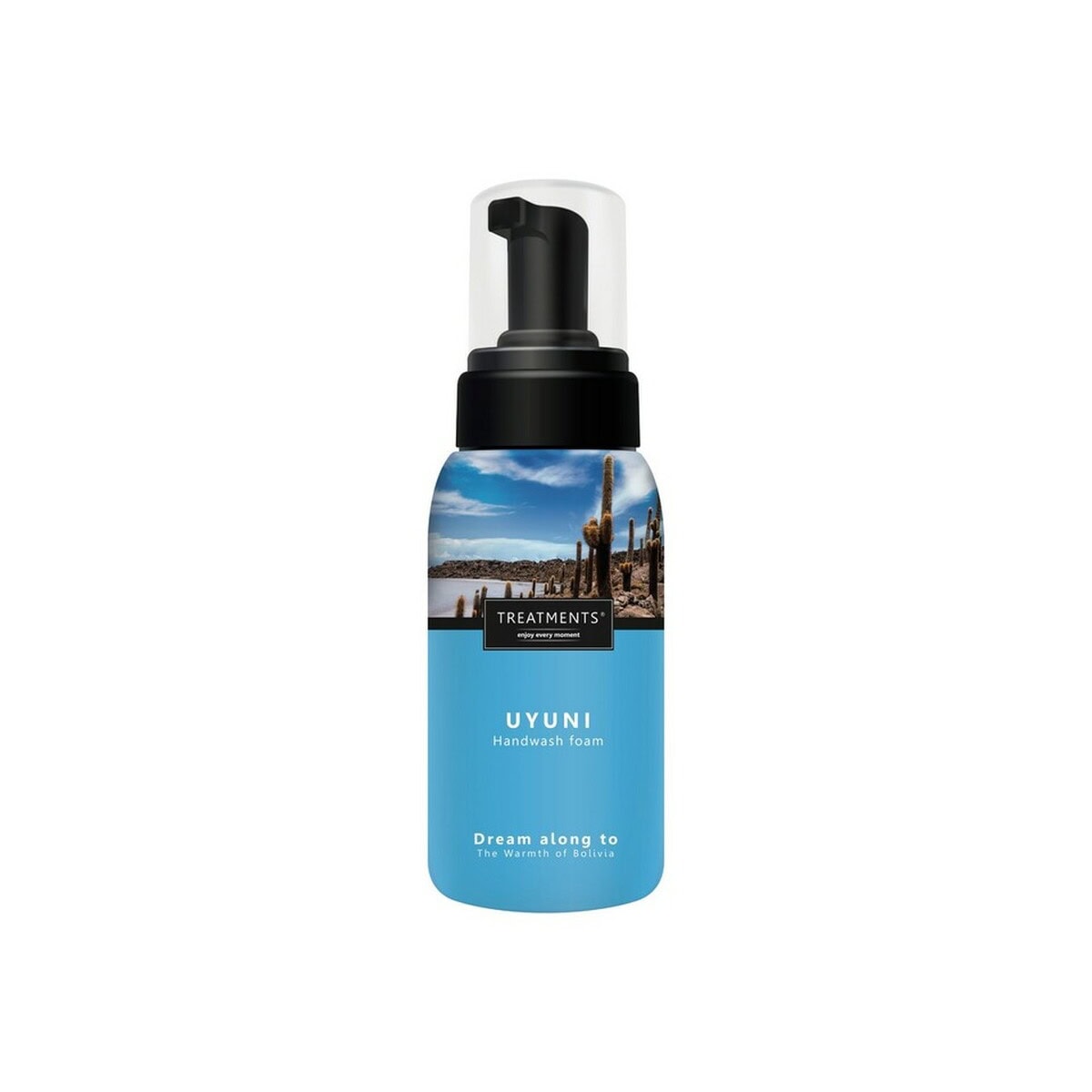 Akcesoria do łazienki z logo – zestaw kosmetyków medium treatments VTR04-11_AAB02 Ulotka do mydła w piance z motywem krajobrazu pustyni i kaktusów, idealne gadżety do łazienki, personalizowane logo.