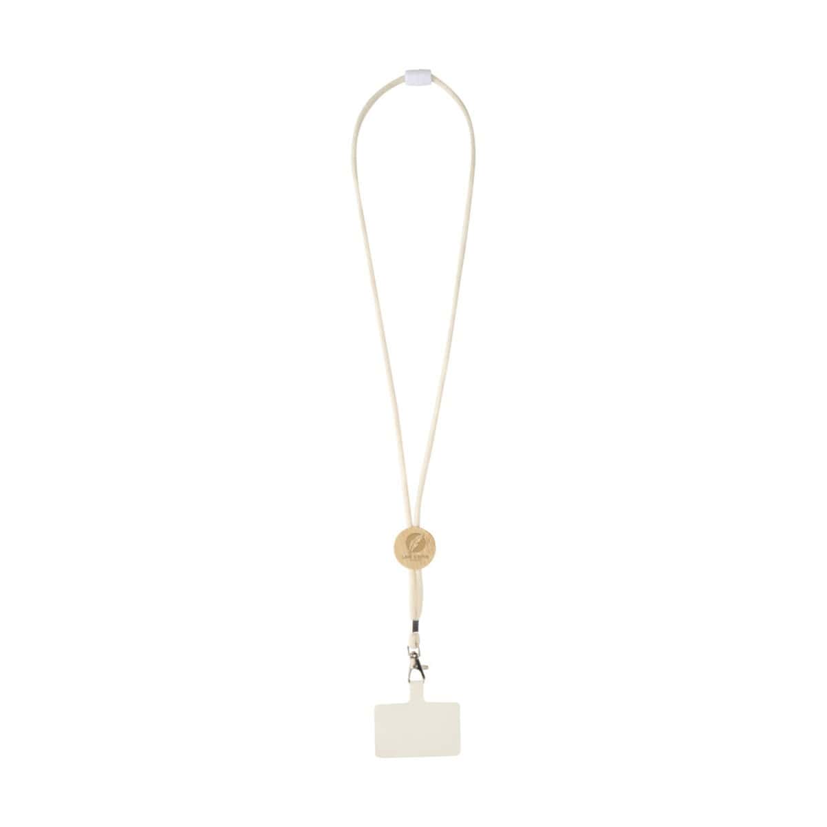 Akcesoria do smartfonów z logo – adhab smycz na smartfona z detalami z bambusa 12445601_eg_y1 Zestaw identyfikatorów z logo i klipsem, gadżet reklamowy, upominek firmowy, produkt promocyjny.