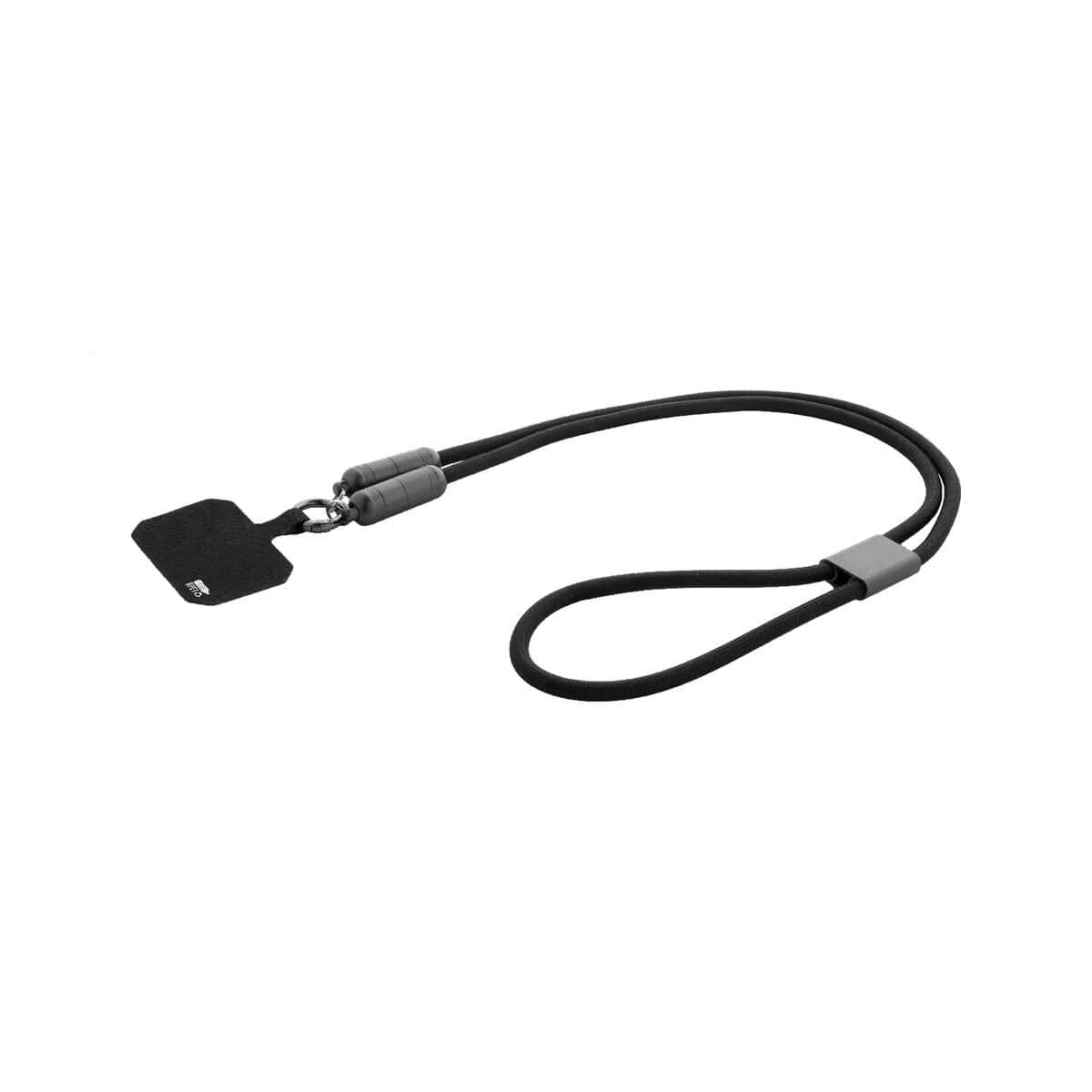 Akcesoria do smartfonów z logo – fastly kabel ładujący 60 w – smycz rpet AP864118-10 Etui na smartfony, gadżety na telefon, praktyczny akcesoria telefonowe, czarny lanyard.