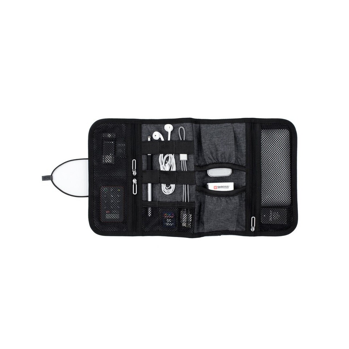 Akcesoria do smartfonów z logo – organizer podróżny brandcharger folio VA525-19_INS01 Organizer do kabli i akcesoriów elektronicznych, czarny, praktyczny i funkcjonalny.