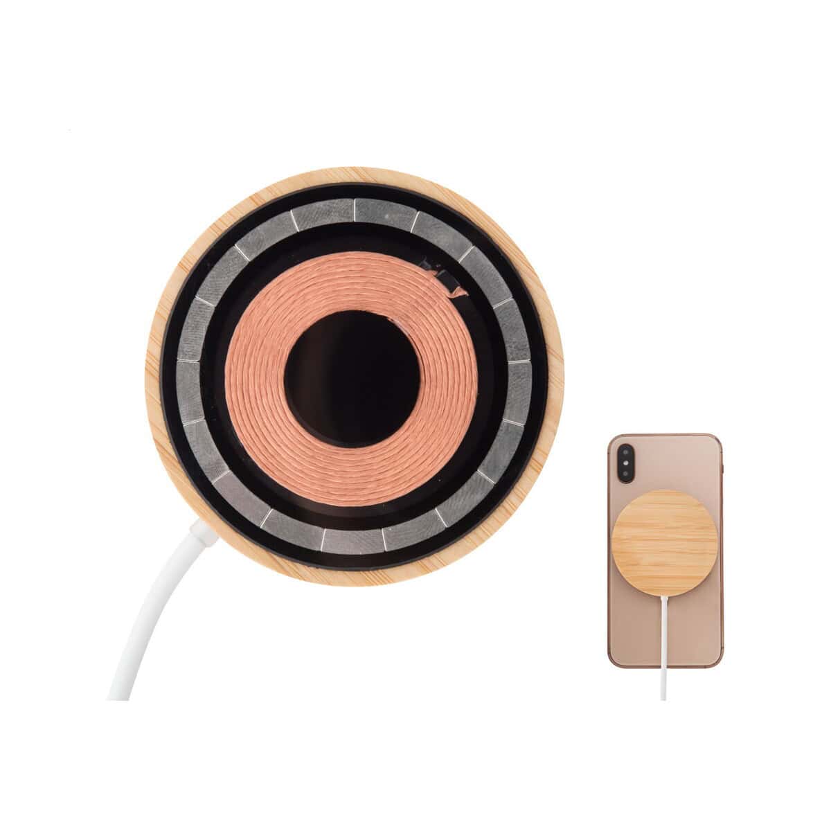 Kolorowy podkładka na telefon z nadrukiem grawersu z drewna. Idealny gadżet firmowy lub prezent.