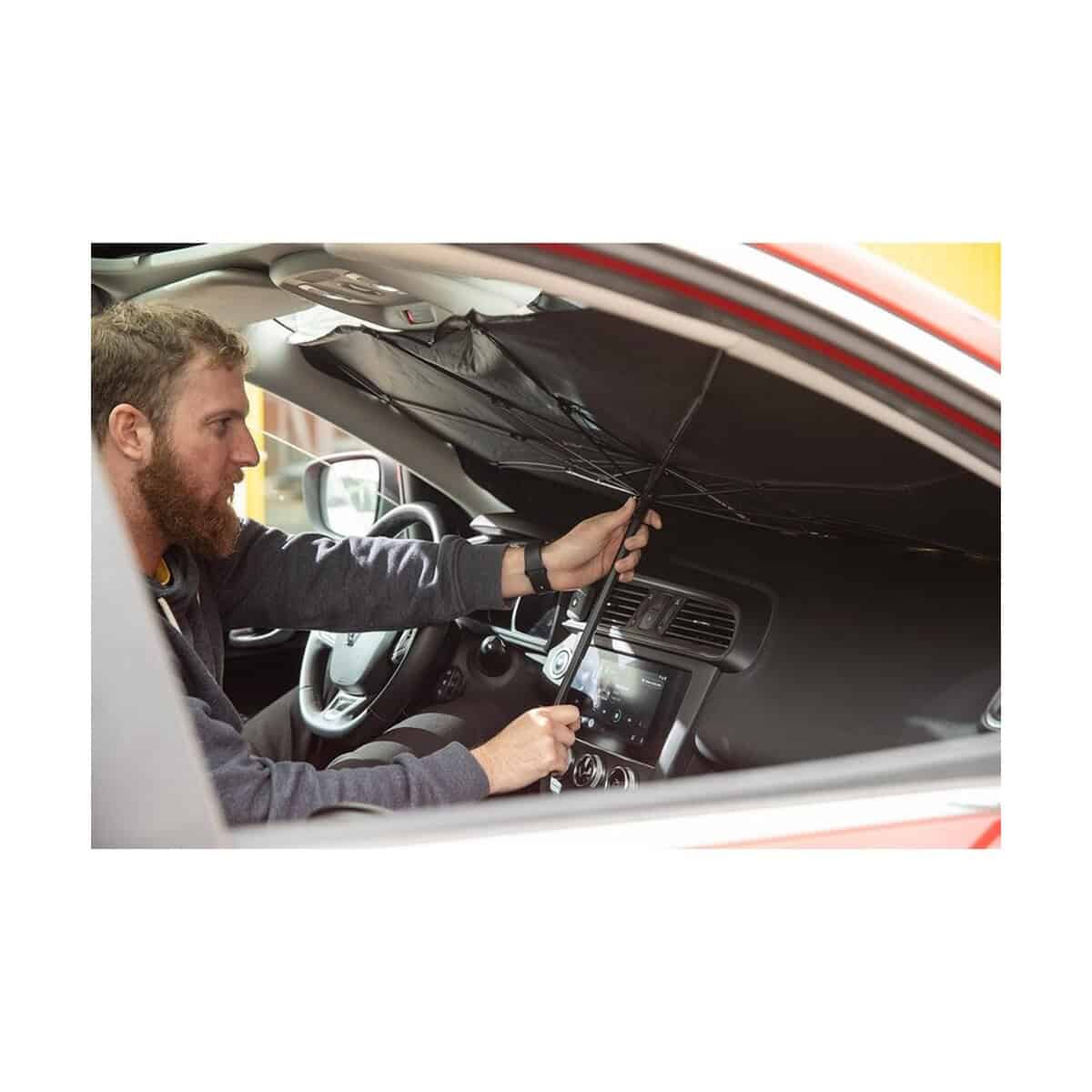 Akcesoria samochodowe z logo – osłona przeciwsłoneczna do samochodu, składana V7273_A 1. Uchwyt do naprawy i ochrony samochodów, idealny na deszcz i słoneczną pogodę.