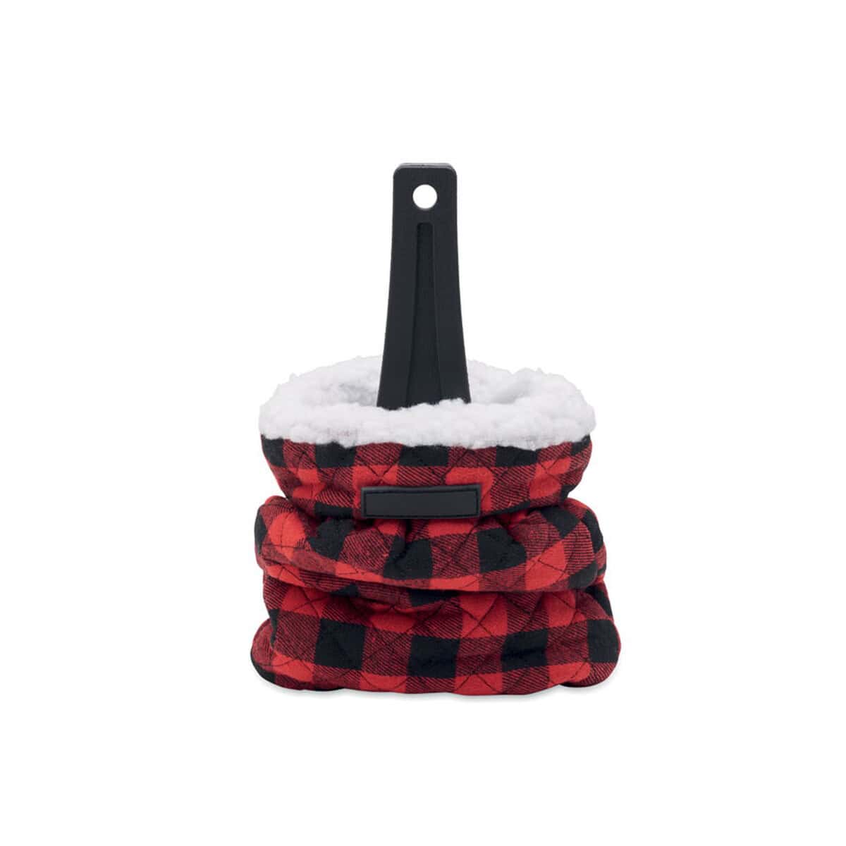 Akcesoria samochodowe z logo – skrobaczka do szyb z rękawicą icehand mo2328-05-top Czapka do szuflowania na kominek z ozdobną podszewką w kratę buffalo plaid.