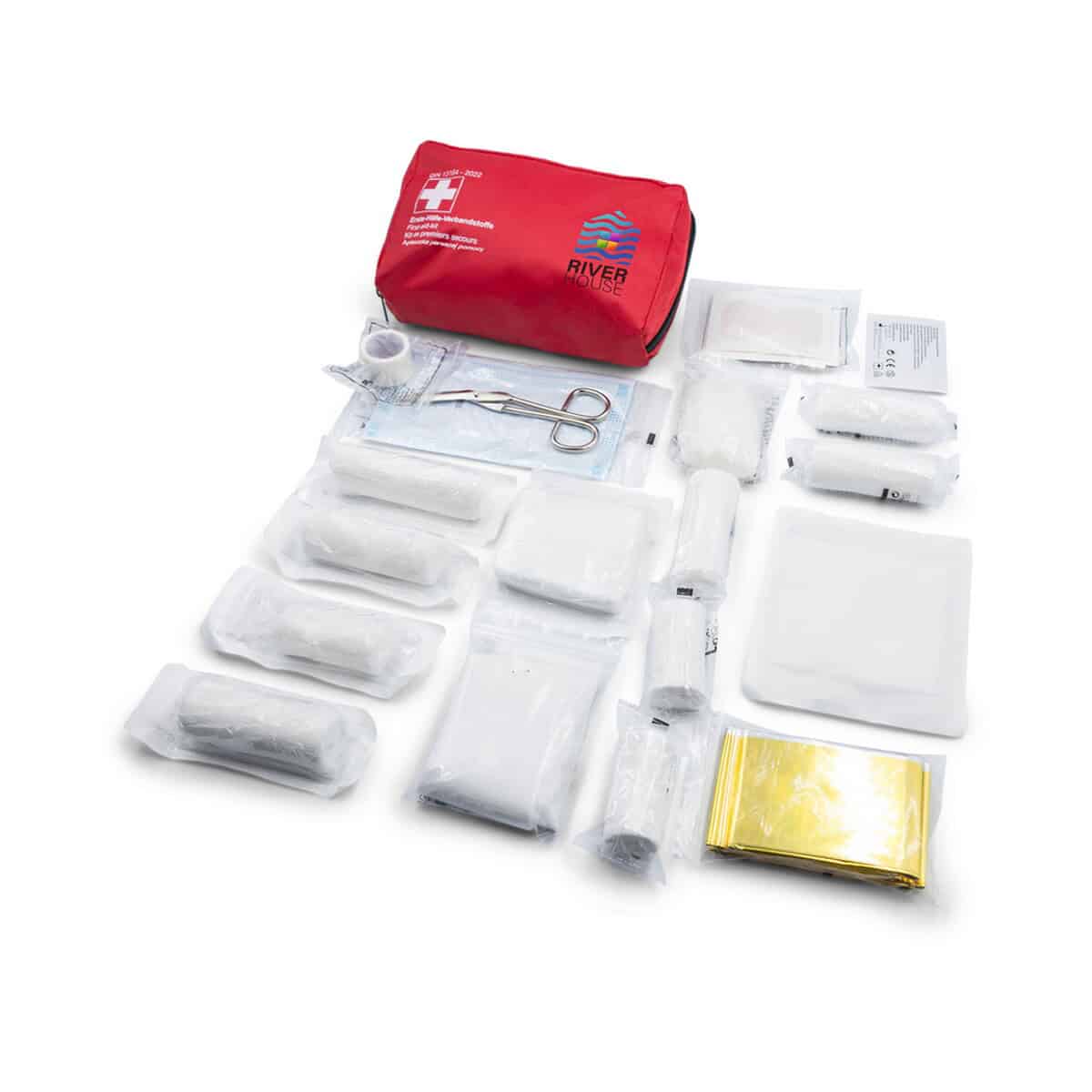 Apteczki z logo – apteczka w pokrowcu, 30 el. | gemma VA096-05_ILG01 Pełen zestaw pierwszej pomocy, apteczka ratunkowa, akcesoria medyczne, gadzety medyczne, gadżety promocyjne zdrowie.