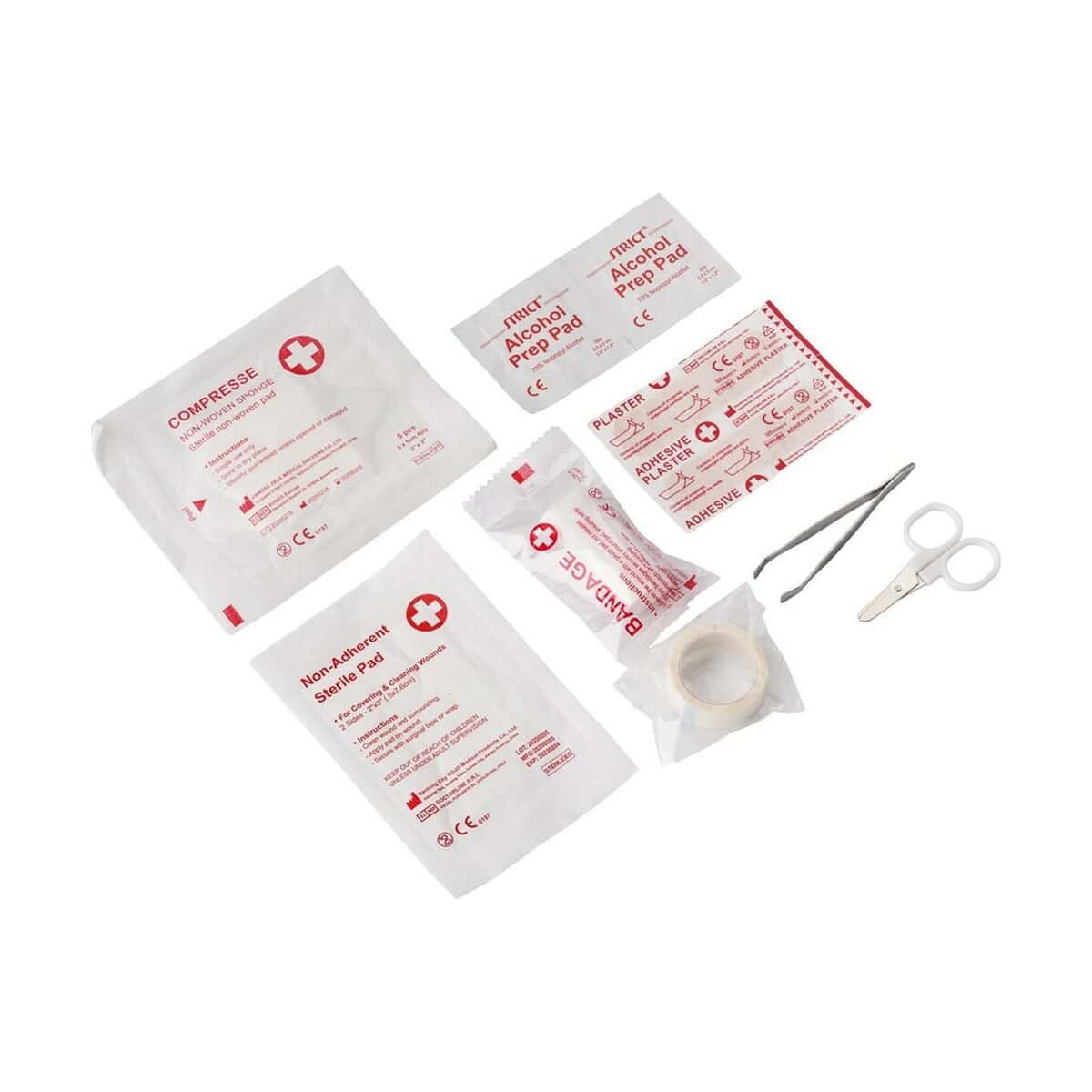 Antybakteryjne opatrunki, paski alkoholowe, nożyczki i taśma medic wpływają na zdrowie i bezpieczeństwo.