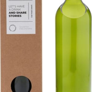 Butelka z recyklingu ze szkła w zielonym kolorze, ekologiczne gadżety dekoracyjne, upcykling.