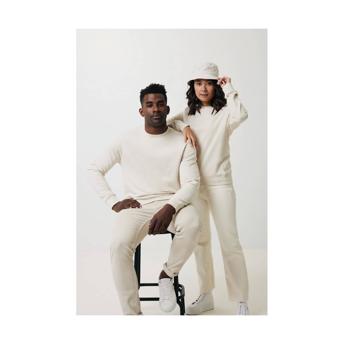 Bluzy z logo – bluza z niebarwionej bawełny z recyklingu iqoniq denali T9301.018.4XL__B_13 Komplet odzieży casual w kolorze beżowym, dla kobiet i mężczyzn.