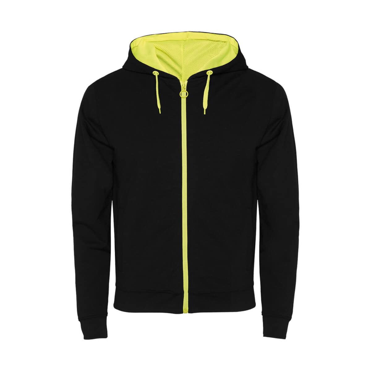 Czarna bluza z kapturem z żółtymi elementami, idealna na chłodne dni.