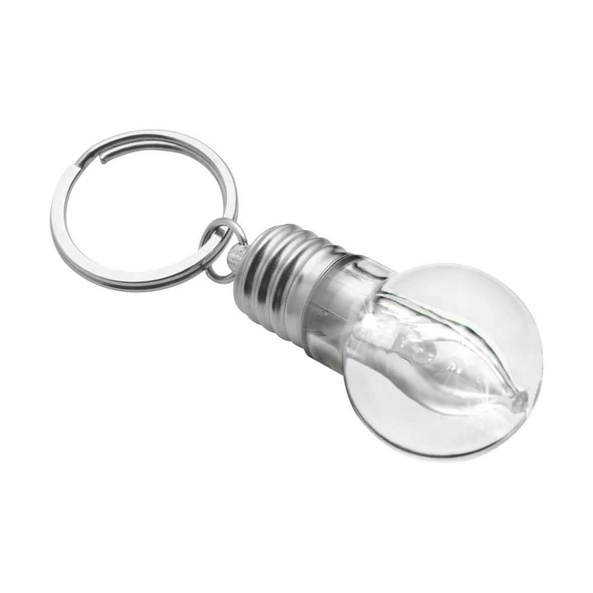 Breloki latarki z logo – brelok do kluczy „żarówka” V2458-32_AAA02 1. Kluczyk z breloczkiem w kształcie żarówki, gadżet reklamowy, upominek promocyjny.