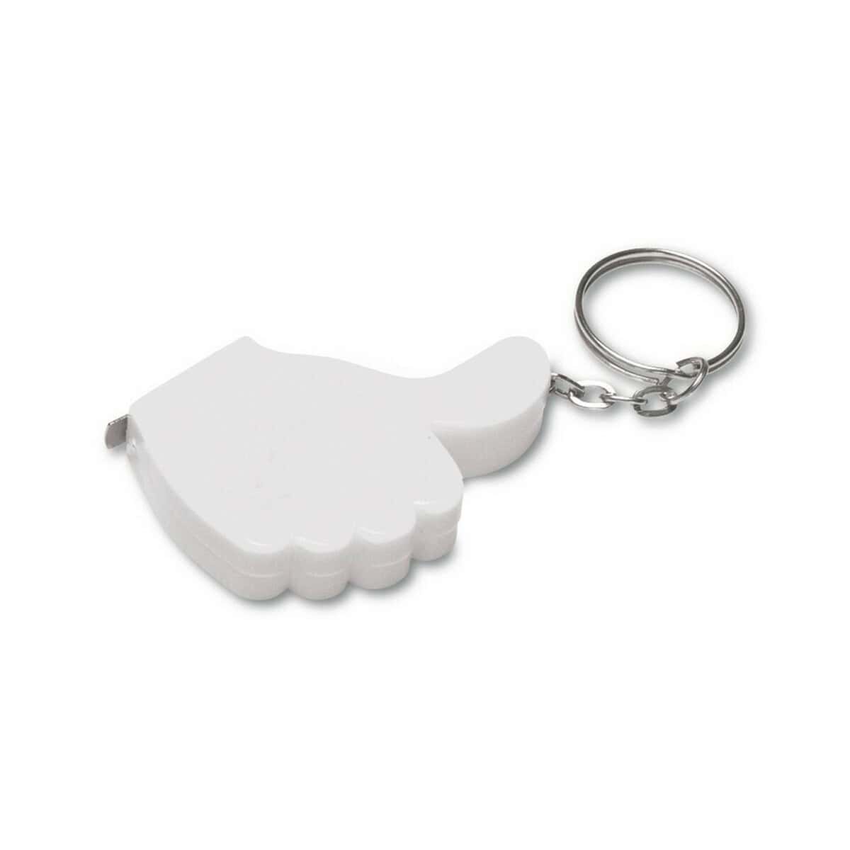 Nowy brelok z symbolu dłoni w kolorze białym, idealny na gadżet promocyjny.