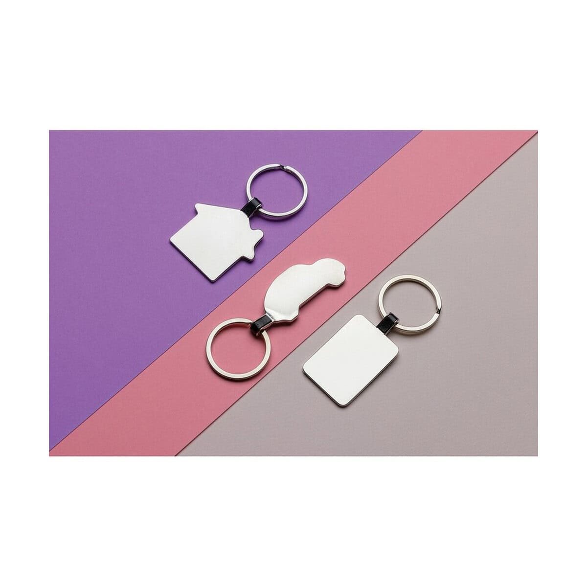 Breloki odblaskowe z logo – brelok do kluczy P191.6302__M_400 1. Odbitki na breloczka do kluczy w kształcie domu i samochodu, personalizowane gadżety promocyjne.