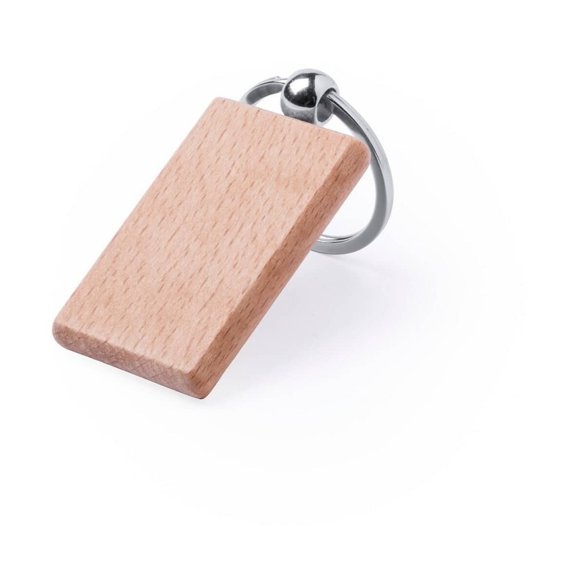 Breloki odblaskowe z logo – drewniany brelok do kluczy V0724-16A_AAA02 1. Drewniany brelok z metalowym karabińczykiem, personalizowany gadżet reklamowy.