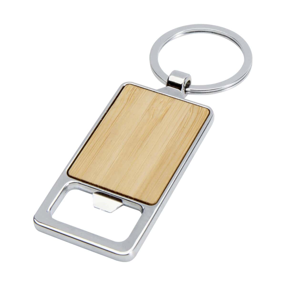 Breloki otwieracze z logo – snapper bambusowy brelok z otwieraczem do butelek 12634006 Metki do kluczy z drewnianym elementem, personalizowane gadżety reklamowe.