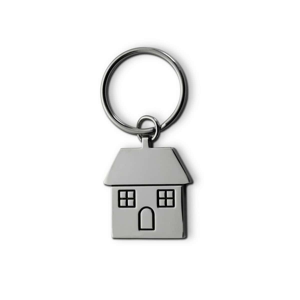 Breloki wielofunkcyjne z logo – brelok do kluczy „domek” V2077-32_AAB01 Metalowy brelok do kluczy dom z domu klucze gadżet prezent personalizowany.