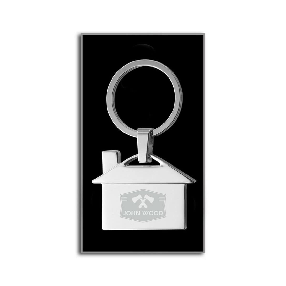 Breloki wielofunkcyjne z logo – brelok do kluczy „domek” V2084.A-32_ILG01 Klucz do domu z grawerem, personalizowany gadżet z brelokiem w kształcie domku.