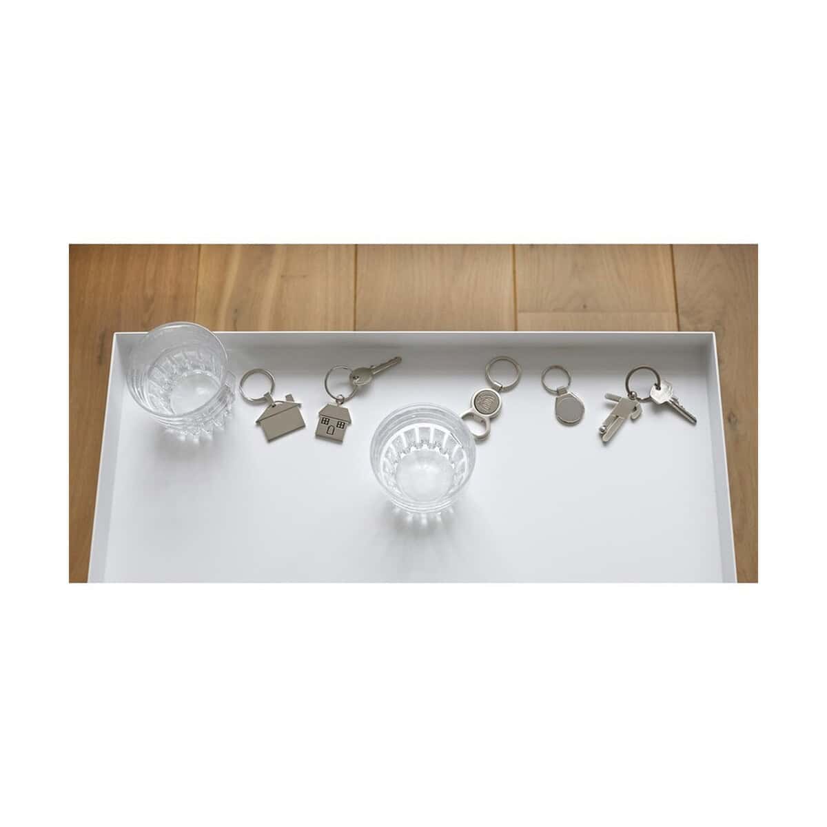 Breloki wielofunkcyjne z logo – brelok do kluczy „domek” V2084.A_A Klucze z breloczkami - dom, samochód, serce, klucz i trochę więcej, personalizowane gadżety reklamowe.