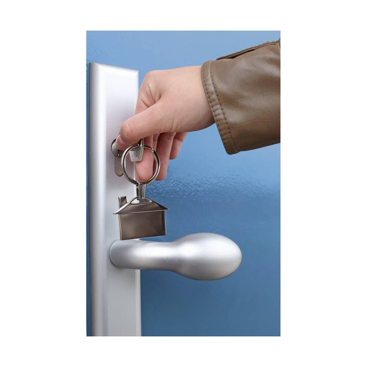 Breloki wielofunkcyjne z logo – brelok do kluczy „domek” V2084.A_B Klucz z identyfikatorem i brelok do drzwi, gadżet promocyjny na prezent.