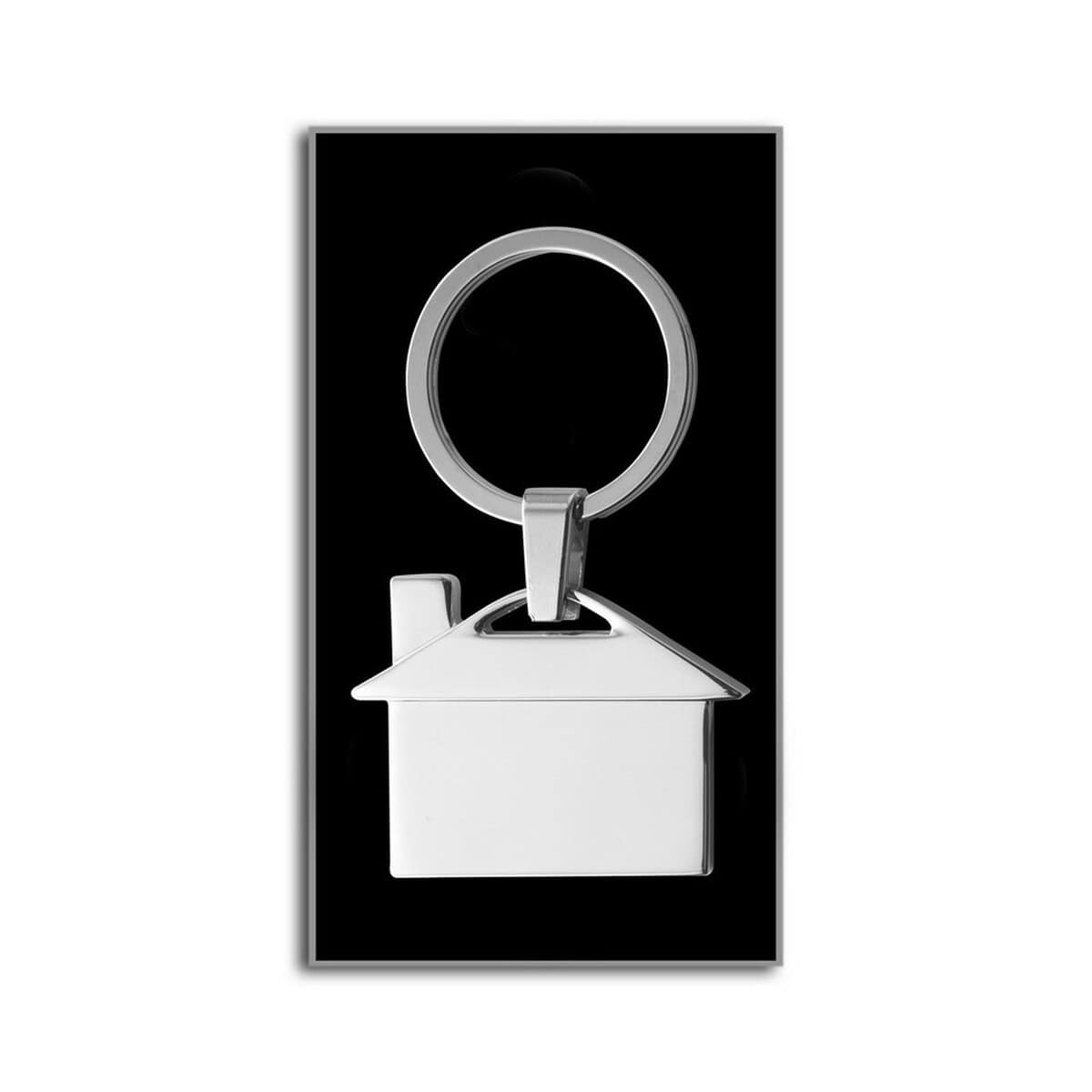 1. Brelok do kluczy w kształcie domku, metalowy, elegancki design.