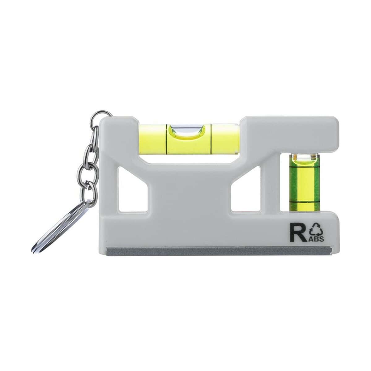 Breloki wielofunkcyjne z logo – brelok do kluczy, narzędzie wielofunkcyjne VA572-02_IBK01 Pierścień do kluczy z poziomicą i poziomem, gadżet biurowy, prezent.