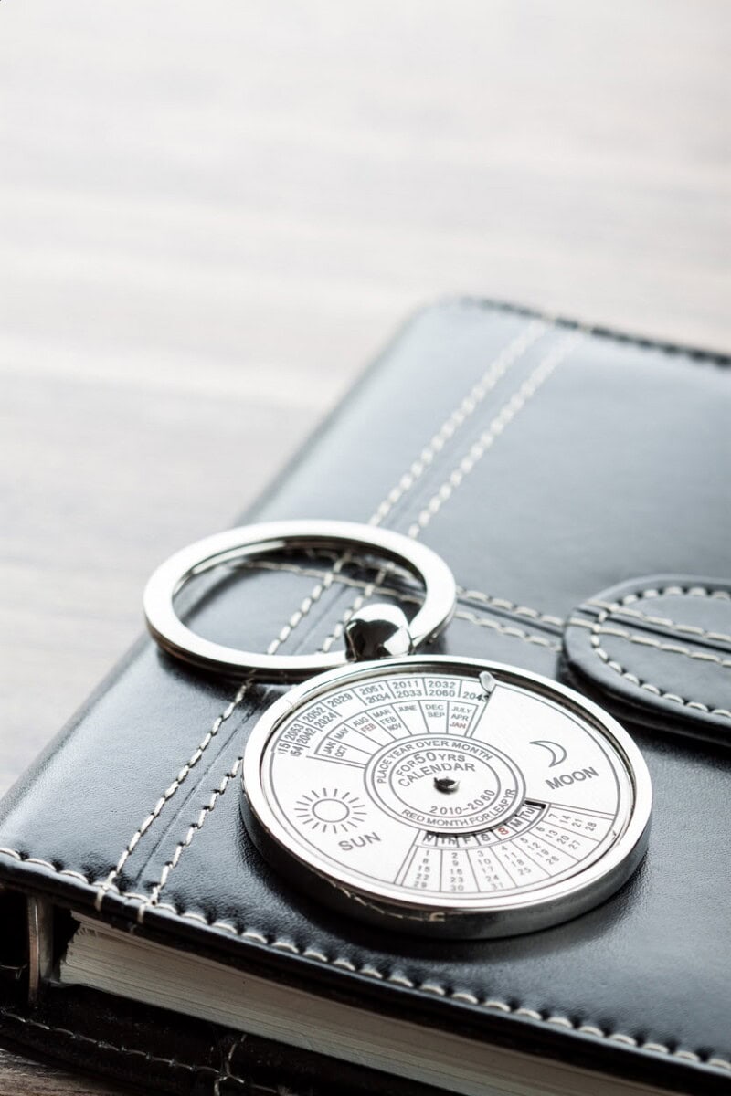 Breloki wielofunkcyjne z logo – eternity brelok do kluczy z kalendarzem AP809516__DG1 Odpowiednie gady, gadżety z kalendarzem, personalizowane breloki z kalendarzem, prezent na rocznicę, nowoczesne gadżety biurowe.