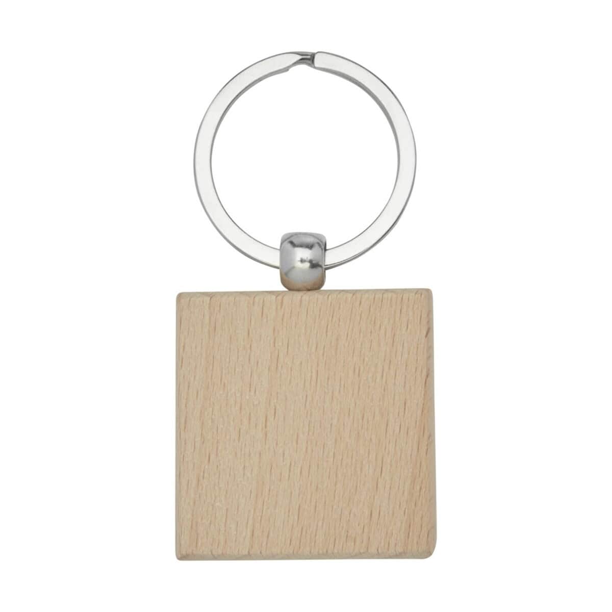 Breloki wielofunkcyjne z logo – kwadratowy brelok do kluczy gioia z drewna bukowego 11812171_f1 Gadżet personalizowany: klucz z drewnianą kostką i metalowym pierścieniem.