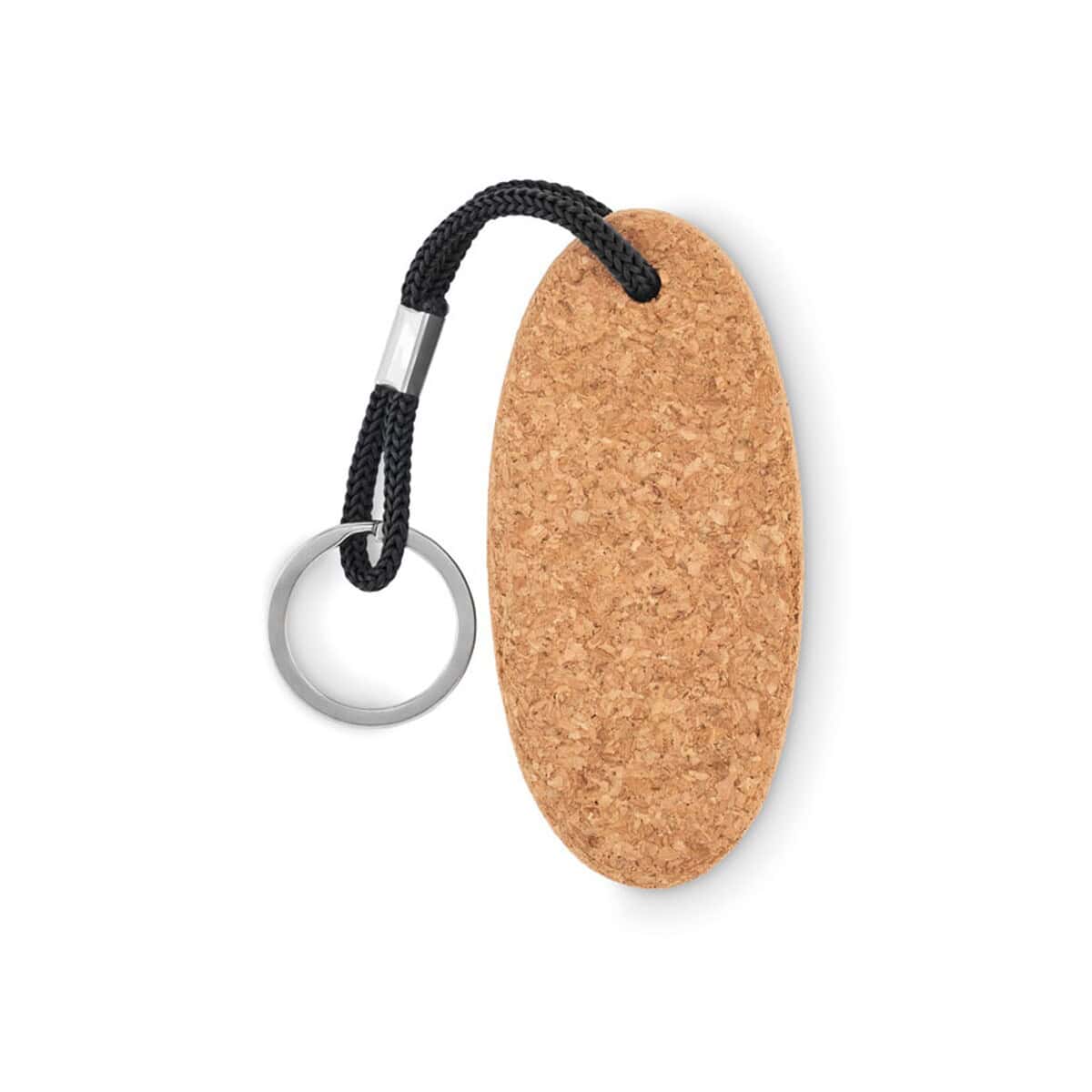 Breloki wielofunkcyjne z logo – pływający brelok z korka boat mo6161-03-back Zawieszka do kluczy z korka i czarnym sznurem, personalizowany gadżet reklamowy.