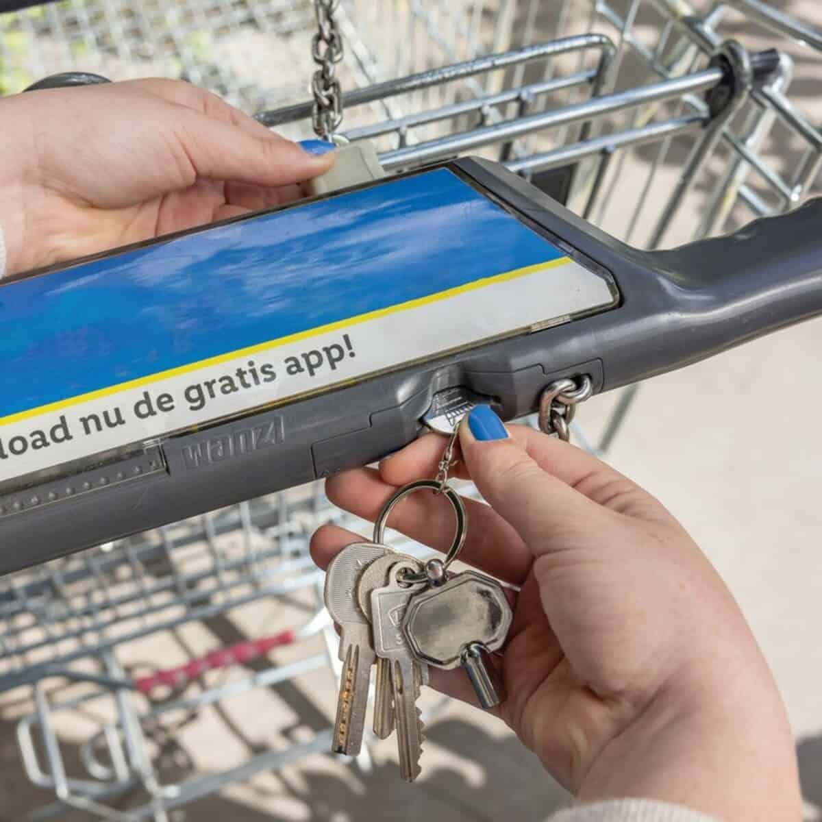 Breloki z żetonem z logo – brelok do kluczy, żeton do wózka na zakupy P191.7002__M_400 1. Akcesoria do kluczy, zamek i smartphone z reklamą aplikacji.