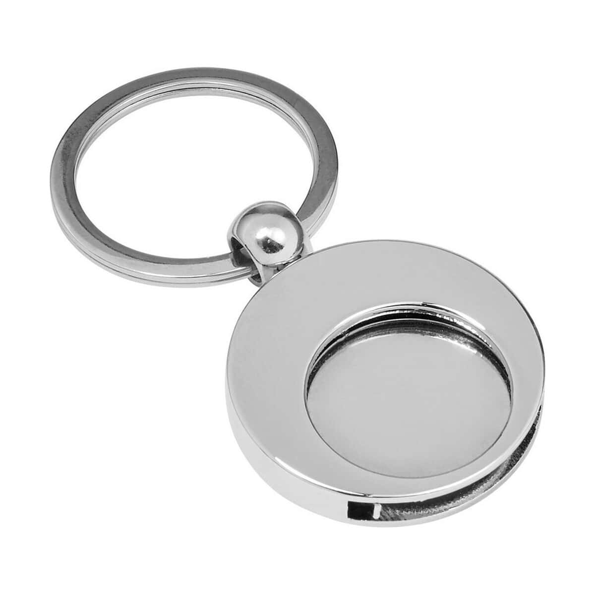 Breloki z żetonem z logo – brelok do kluczy, żeton do wózka na zakupy V0634-32_AAA04 1. Brelok do kluczy z metalowym kolekiem i podkładką z lustrem.