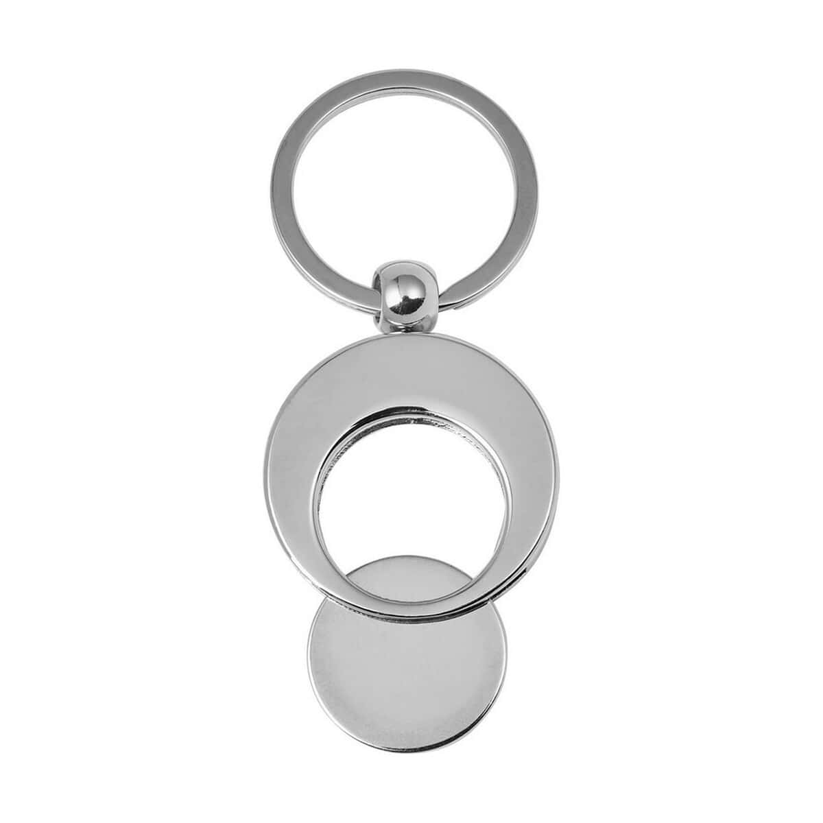 Breloki z żetonem z logo – brelok do kluczy, żeton do wózka na zakupy V0634-32_AAA10 1. Blaszka do kluczy z metalicznym wzorem, elegancki gadżet promocyjny.