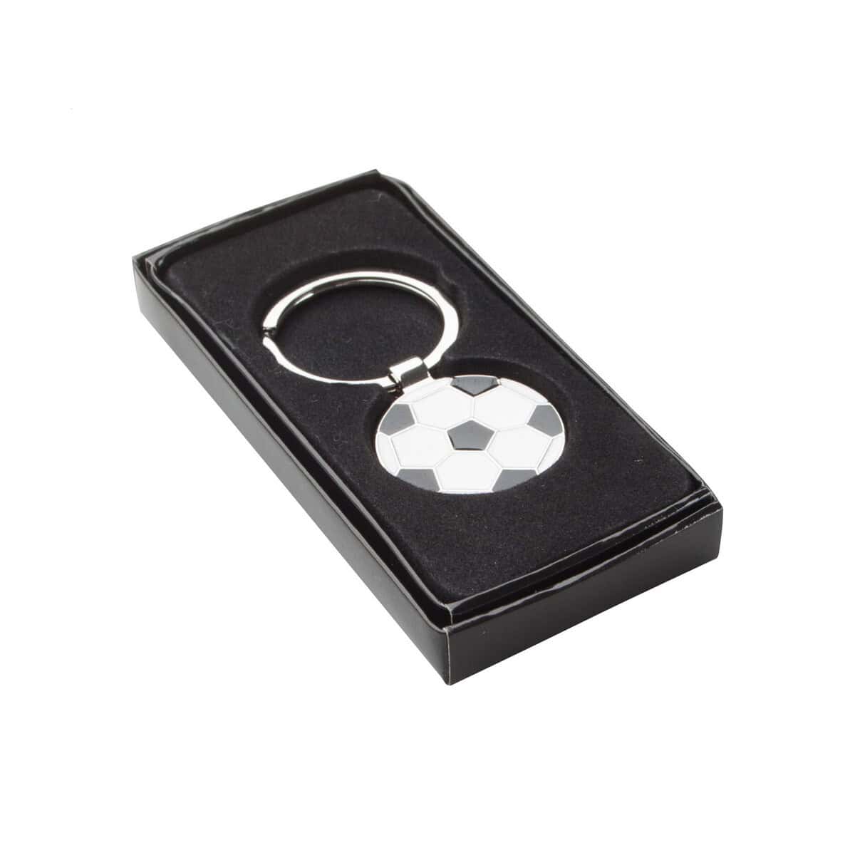 Breloki z żetonem z logo – dorko brelok AP873019__D Pierścionek z piłką nożną w eleganckim opakowaniu na prezent, gadżet sportowy dla fanów piłki nożnej.