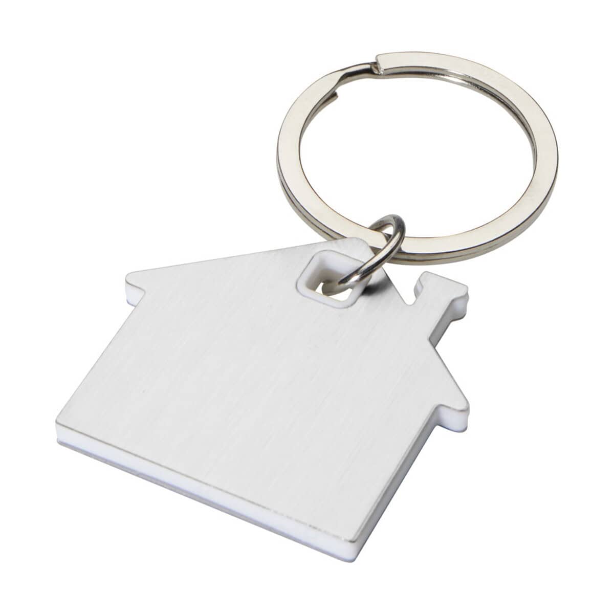 Breloki z żetonem z logo – łańcuszek na klucze nook, z brelokiem w kształcie domu 10459501 Gadżet do kluczy z domkiem, personalizowany brelok z logo firmy. Idealny gadżet reklamowy na różne okazje.