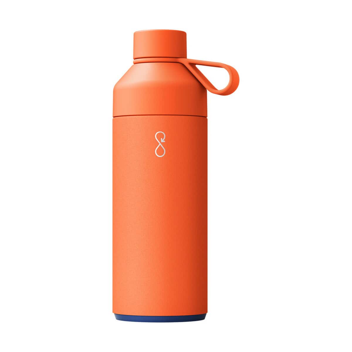 Butelka termo z uchwytem w kolorze pomarańczowym, idealna na napoje na co dzień.