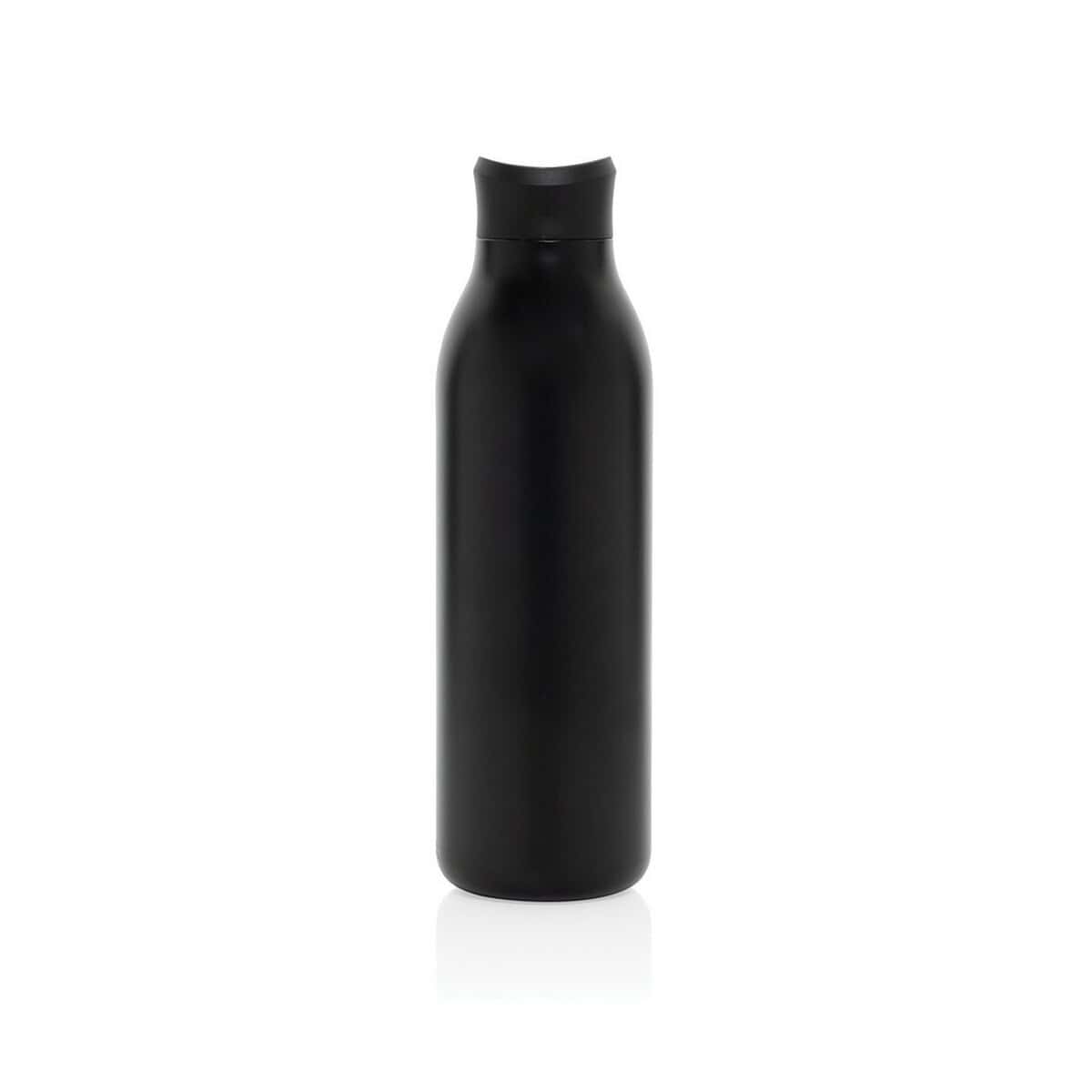 Butelki z logo – butelka termiczna 600 ml avira alok P438.0901__B_3 Czarna stalowa butelka na napoje z logo na gadżety promocyjne.